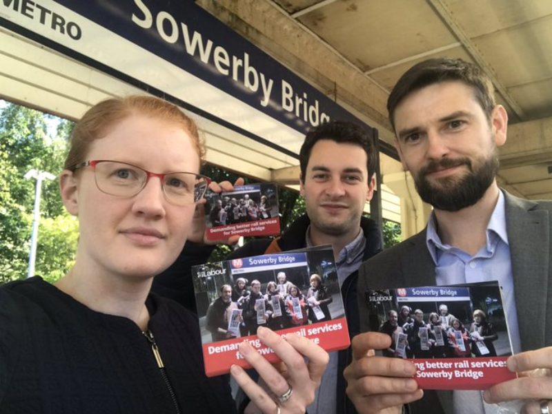 Holly campaigning at Sowerby Bridge railway station